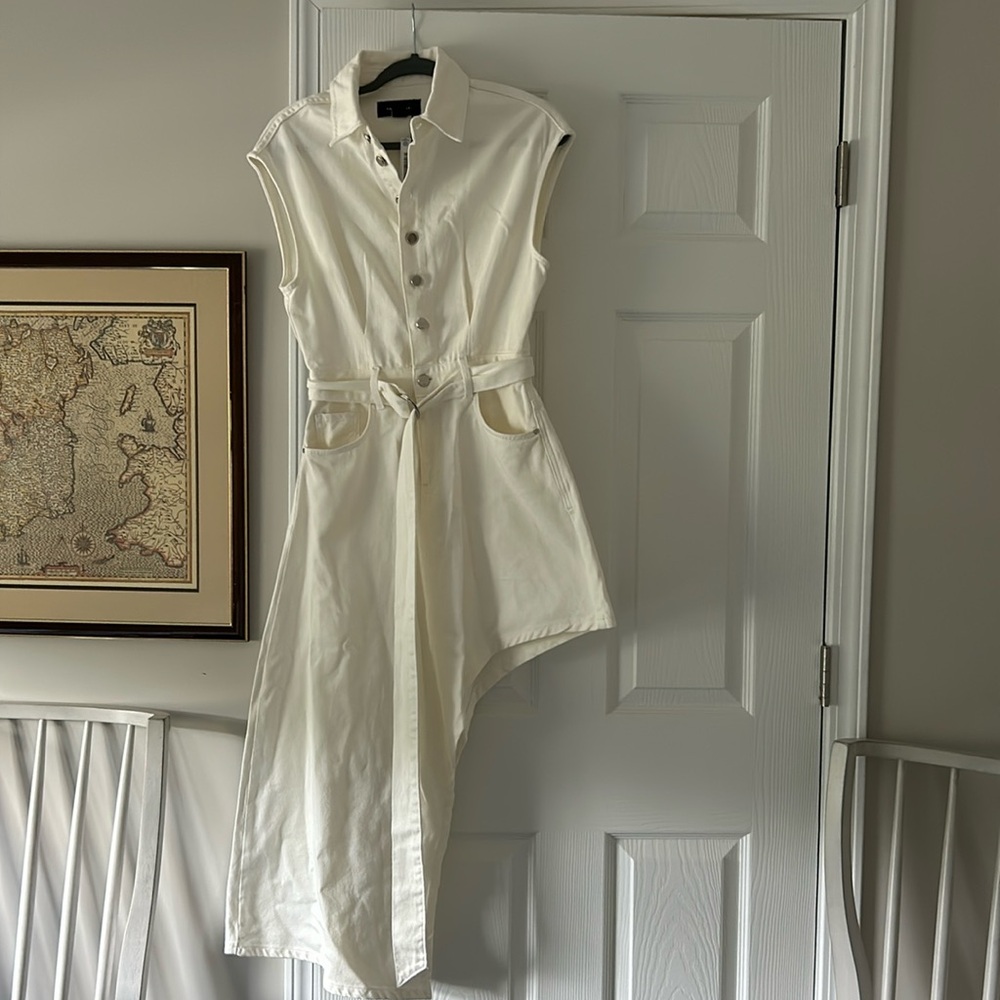 Karen Millen denim asymmetric hem midi shirt dress